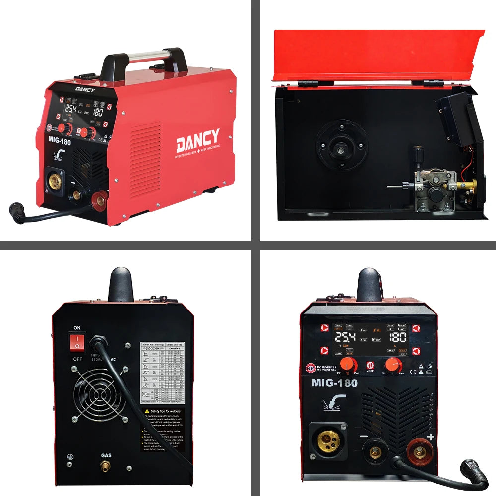 Soldadora MIG 4 en 1 – 180A Gas/Sin Gas Dual Voltaje 110V/220V