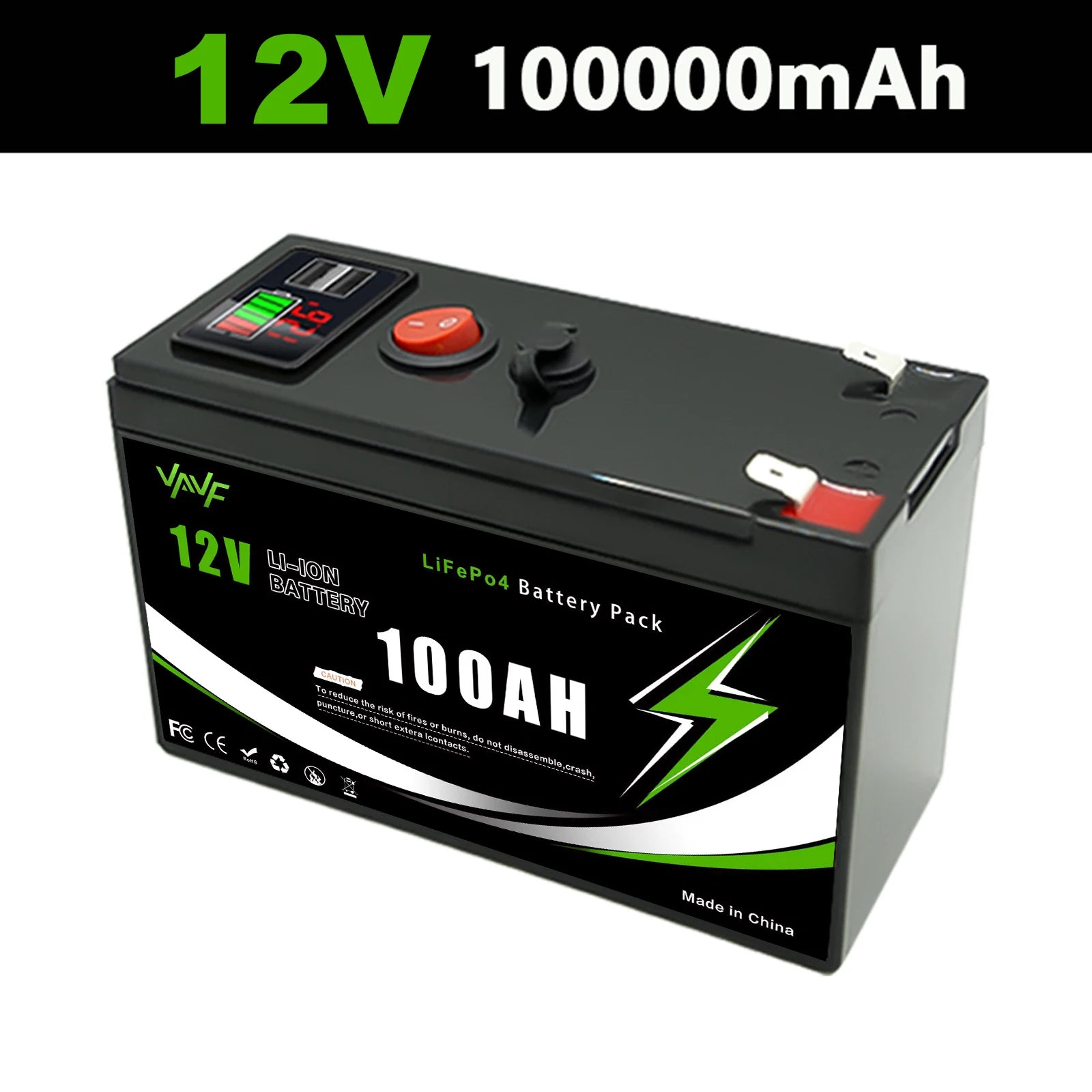 12V LiFePO4 150Ah Lithium Battery 4000+ Deep Cycles, for Power Wheels Toys, Scooter🍠Radio, UPS, Kayak Fish Finder, Solar Panel