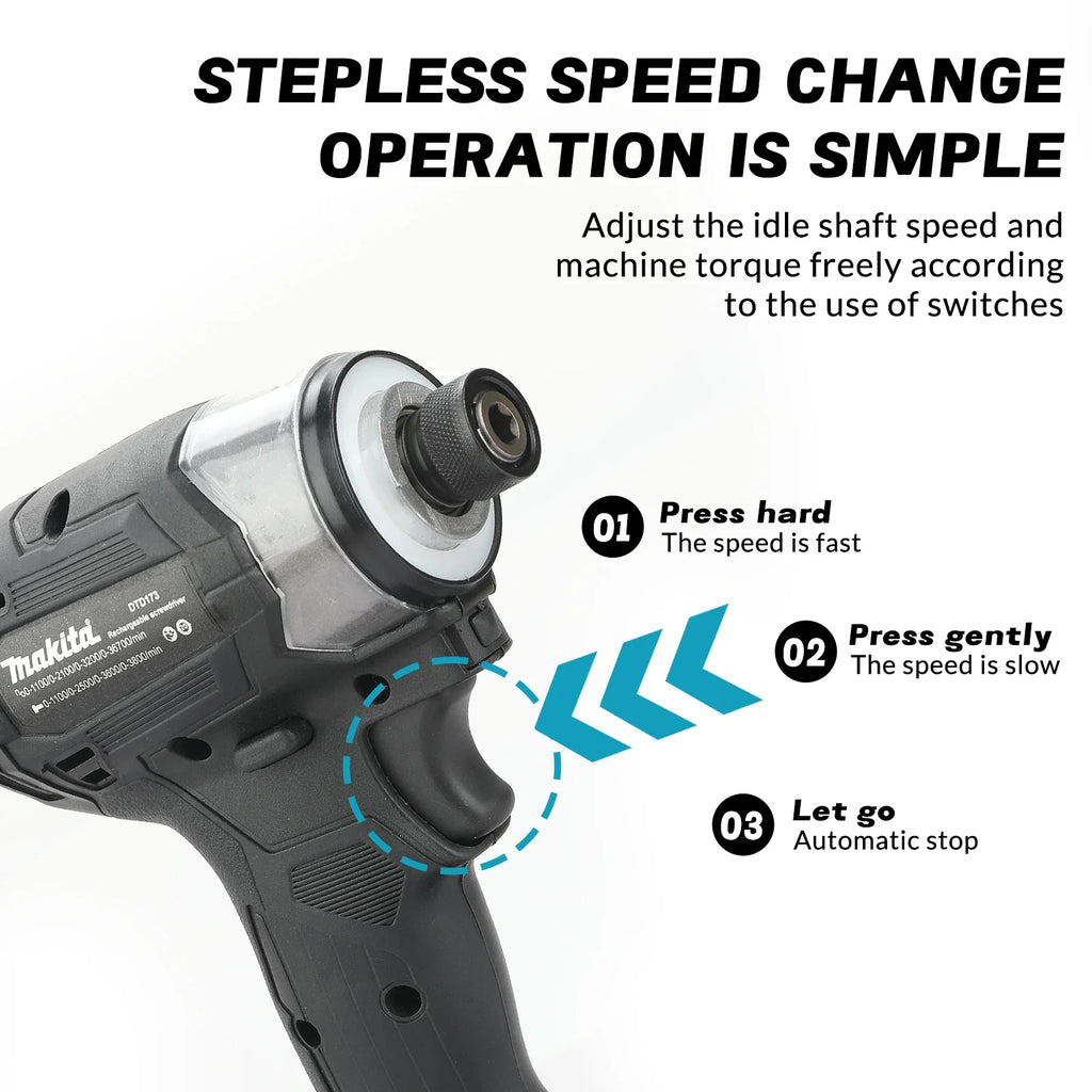 2025 Makita DTD173 Black 18v Brushless Lithium-ion Impact Driver Power Tool Multifunctional Tool, Drill Bit, Power Tool