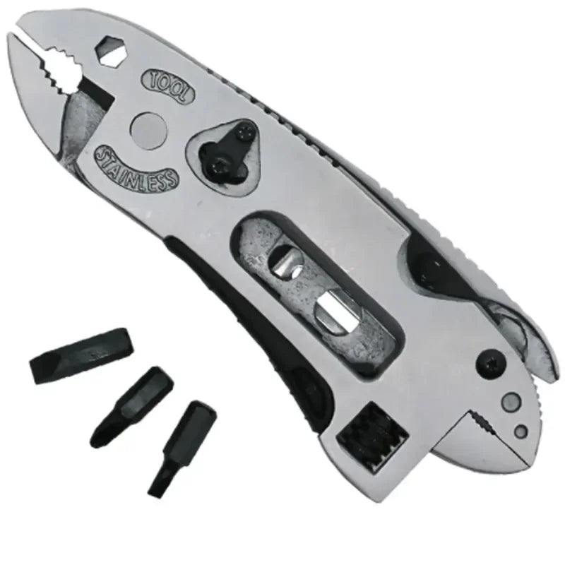 All-in-One Multitool Kit with Pliers, Pocket Knife, Adjustable Wrench & Spanner for Outdoor Camping Survival Repair Tools