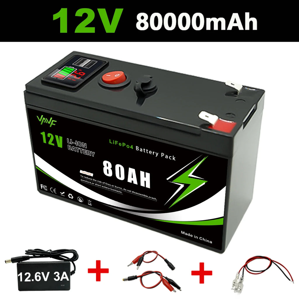12V LiFePO4 150Ah Lithium Battery 4000+ Deep Cycles, for Power Wheels Toys, Scooter🍠Radio, UPS, Kayak Fish Finder, Solar Panel