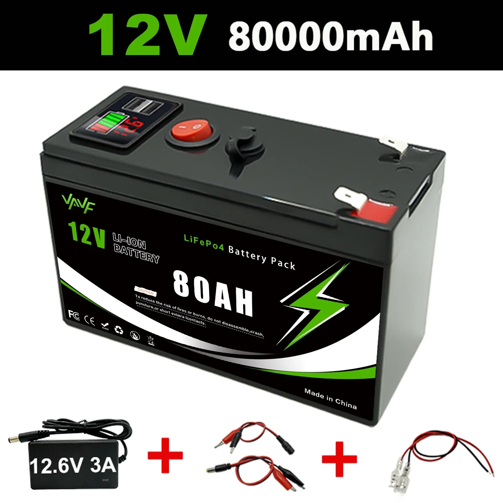 12V LiFePO4 150Ah Lithium Battery 4000+ Deep Cycles, for Power Wheels Toys, Scooter🍠Radio, UPS, Kayak Fish Finder, Solar Panel