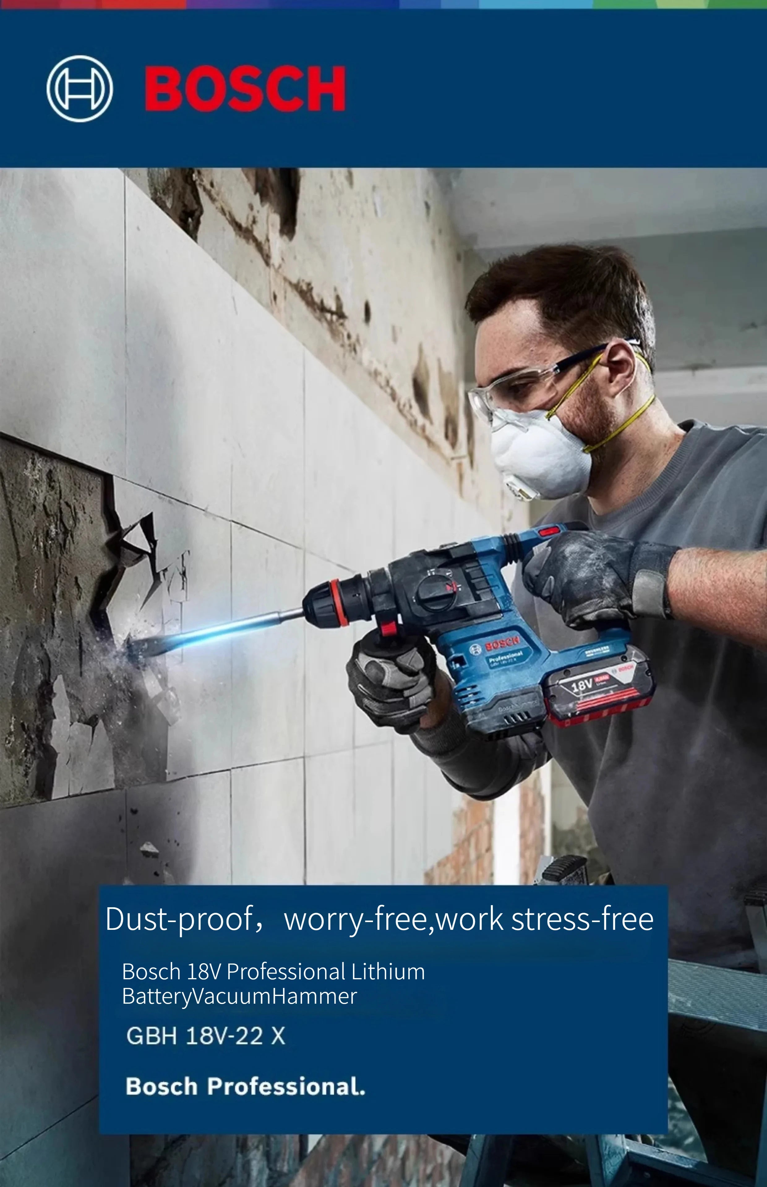Bosch GBH 18V-22X Rotomartillo Inalámbrico de Impacto