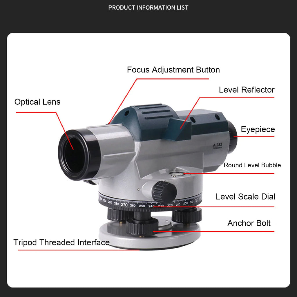 Nivel Óptico 32X con Compensador Magnético para Topografía