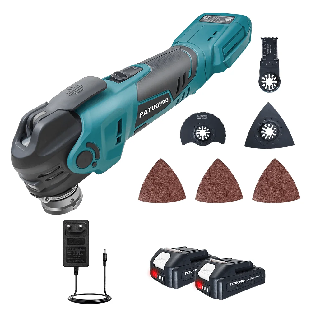 PATUOPRO 5-Speed Cordless Brushless Oscillating Multi Tools Portable Cutting Grinding Trimming Power Tool For Makita 18V Battery