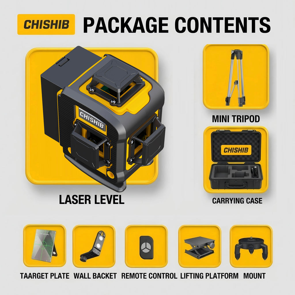 4D 16 Lines Professional Laser Level with Tripod Suitcase Horizontal Vertical Green Light 360Self-leveling Nivel Laser NO battey