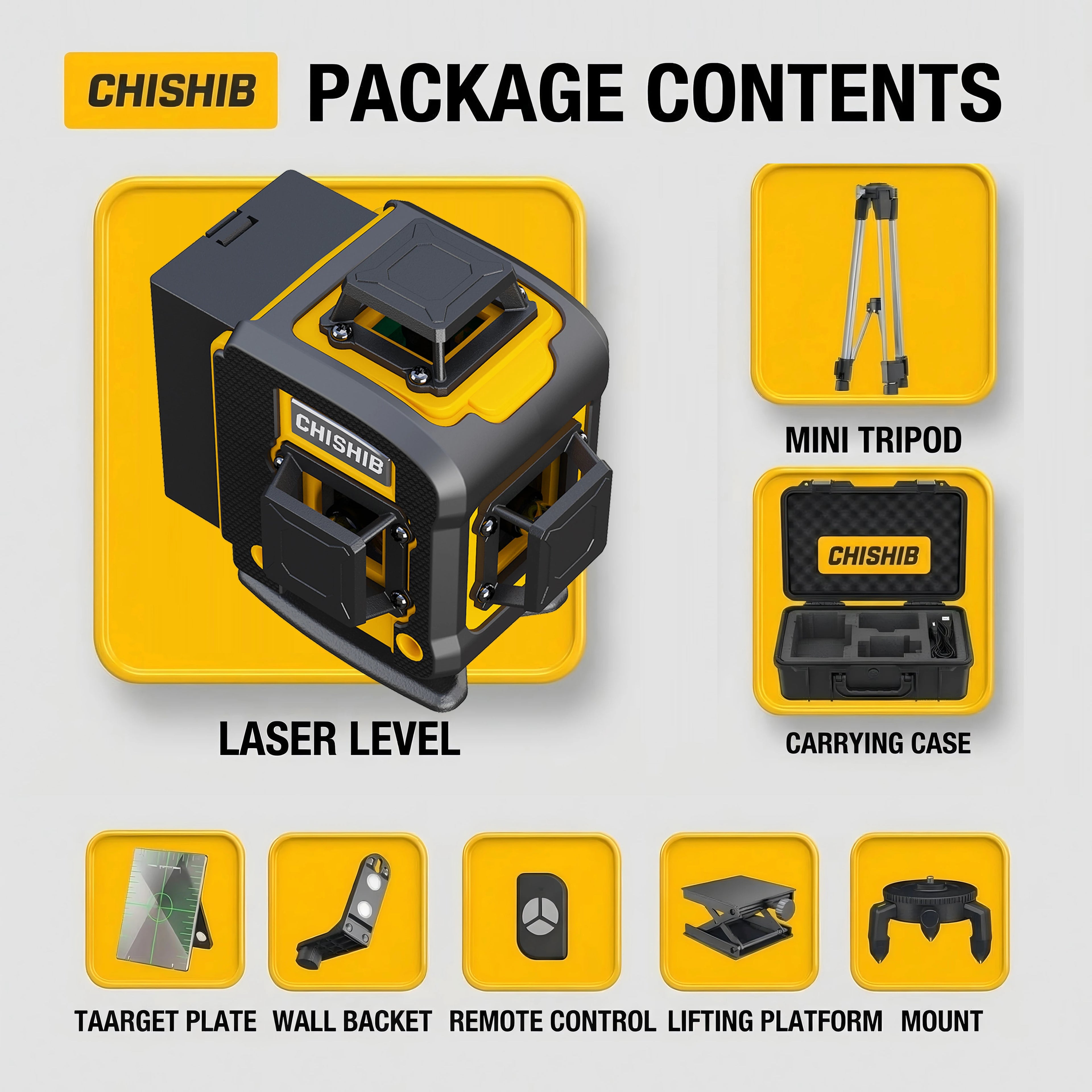 4D 16 Lines Professional Laser Level with Tripod Suitcase Horizontal Vertical Green Light 360Self-leveling Nivel Laser NO battey
