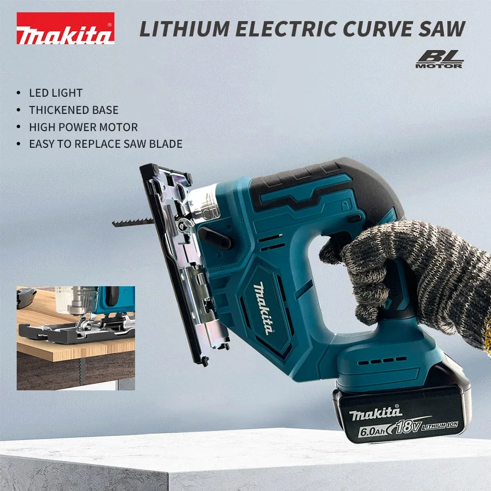 Makita Electric Jigsaw Power Tool Portable And Versatile Household Tools For Straight/Curve/Circular Cuts For Makita Batteries