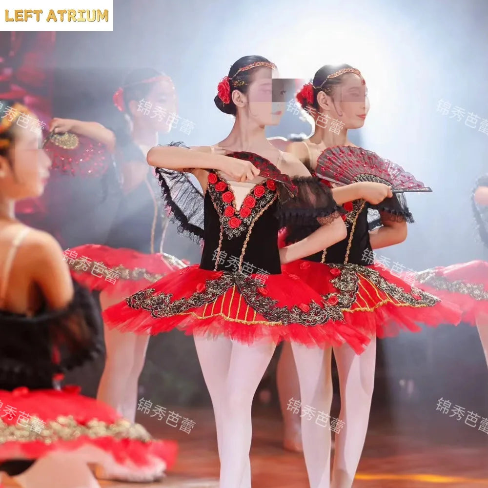 Black Red Professional Tutu La Esmeralda Performance Ballet Tutu Platter Pancake Tutu Dress Girls Kids Adult woman Ballerina