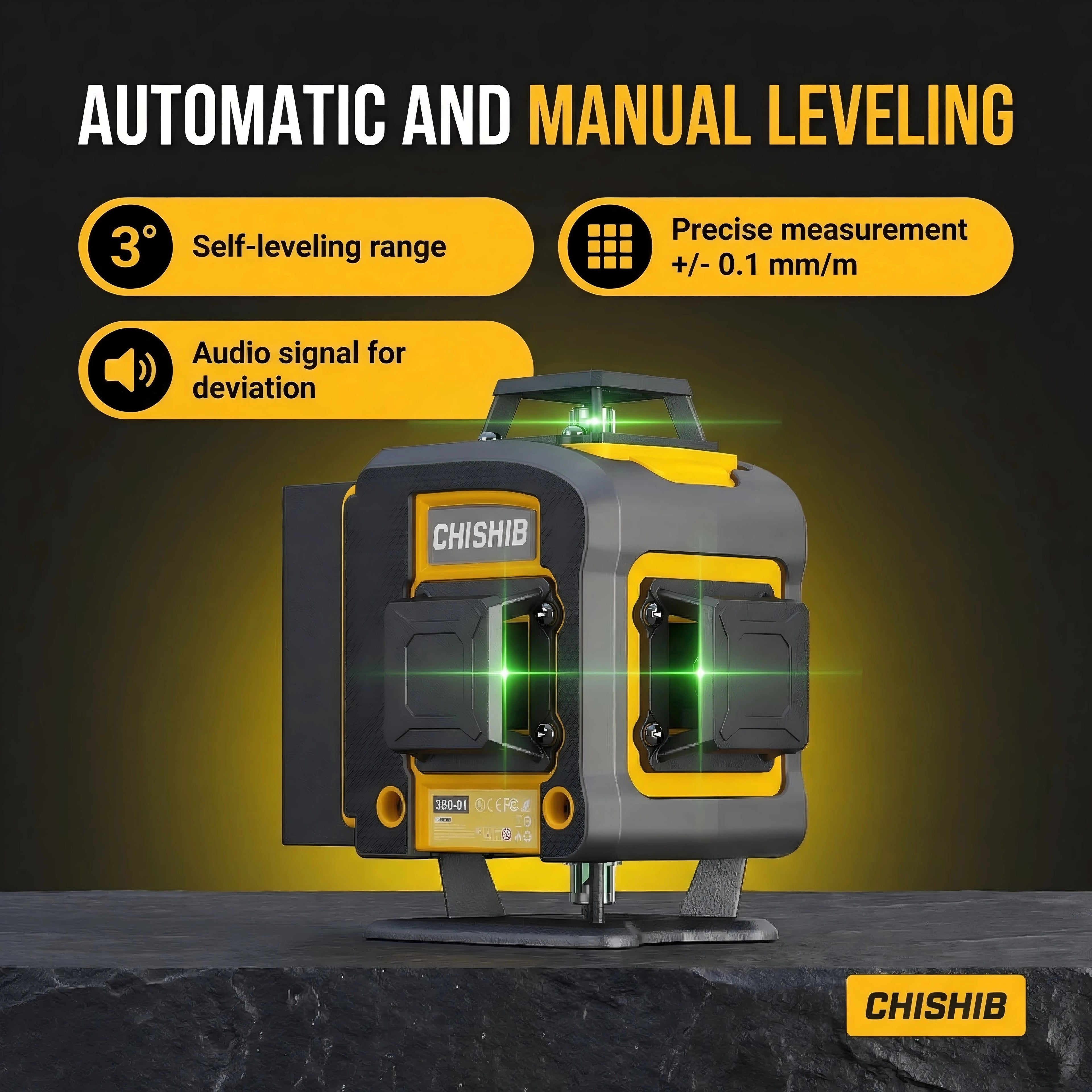4D 16 Lines Professional Laser Level with Tripod Suitcase Horizontal Vertical Green Light 360Self-leveling Nivel Laser NO battey