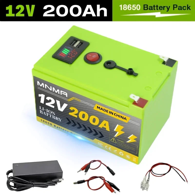 200000mAh 12V LiFePO4 Lithium Battery 4000+ Deep Cycles, for UPS, Kayak Fish Finder, Solar Panel, Power Wheels Toys, Scooter