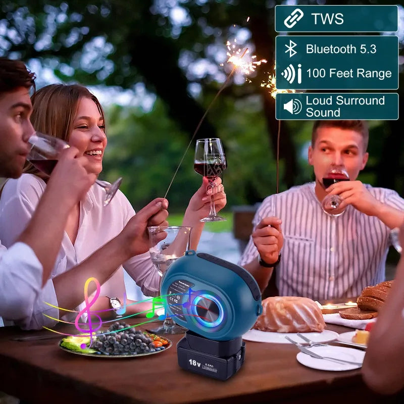 For Makita/Bosch/DeWalt/Milwaukee 18/20V Battery Portable High-Definition Sound System Wireless Bluetooth Speaker for Home Party
