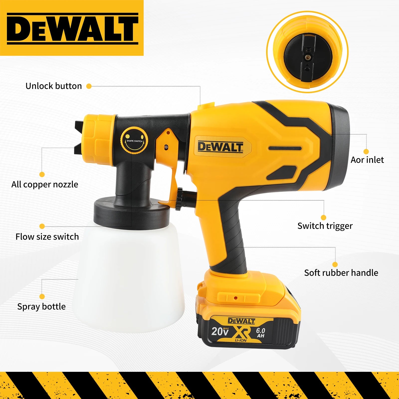 DeWalt Pistola de Pintura Eléctrica Inalámbrica 800ML 18V
