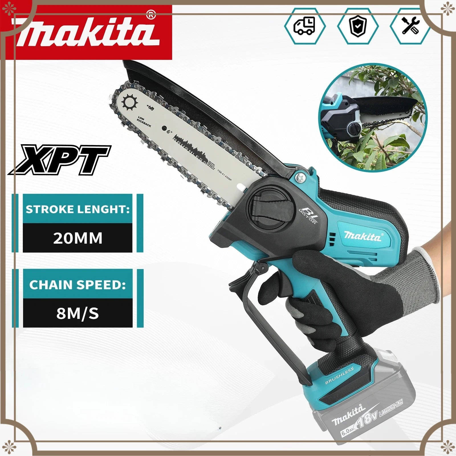 Makita Motosierra Eléctrica Inalámbrica Portátil para Madera