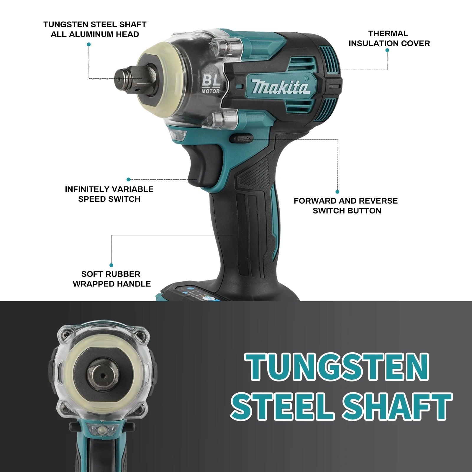 Makita TW004G Impact Wrench Withstand Harsh Environments Durable Housing Anti-fall For Workshop and Outdoor Use tools
