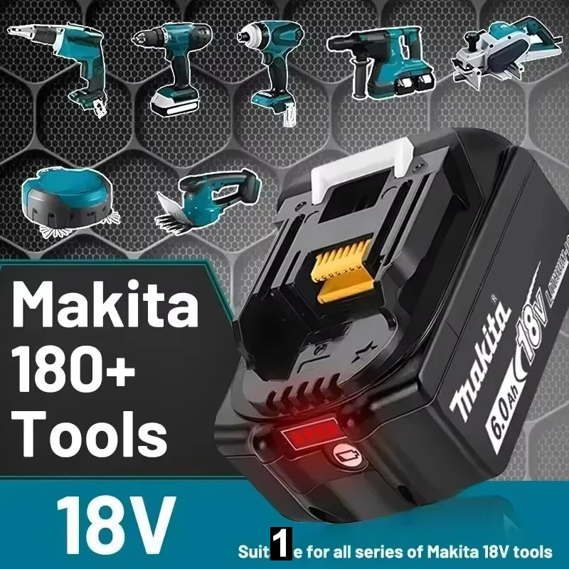Genuine Makita 18V Battery 6ah,With Battery Indicator Rechargeable Makita Battery,BL1830 BL1840 BL1850 Power Tool Battery