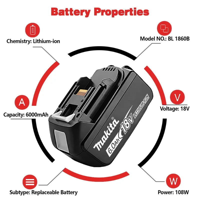 Makita Batería Original Ion Litio Recargable 18V 6000mAh