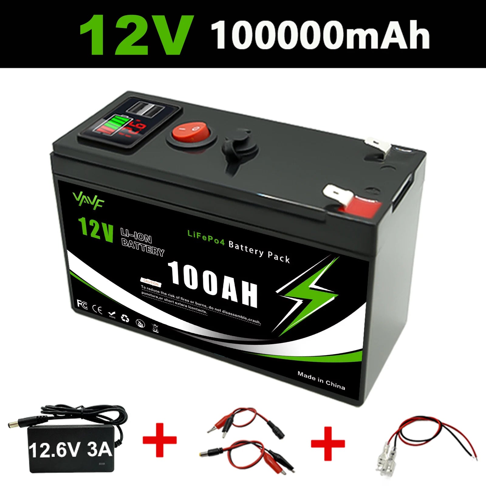 12V LiFePO4 150Ah Lithium Battery 4000+ Deep Cycles, for Power Wheels Toys, Scooter🍠Radio, UPS, Kayak Fish Finder, Solar Panel