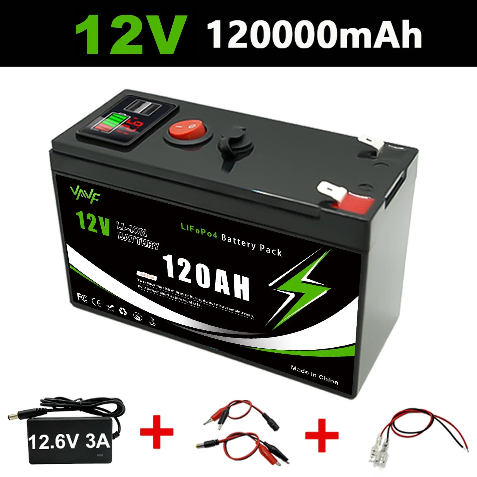 12V LiFePO4 150Ah Lithium Battery 4000+ Deep Cycles, for Power Wheels Toys, Scooter🍠Radio, UPS, Kayak Fish Finder, Solar Panel