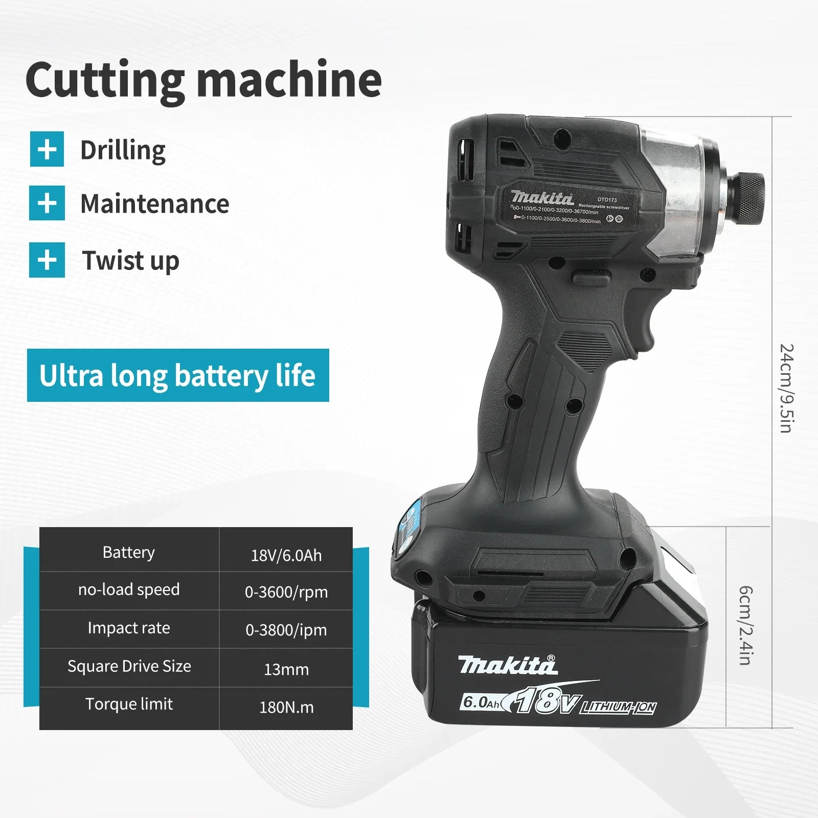 2025 Makita DTD173 Black 18v Brushless Lithium-ion Impact Driver Power Tool Multifunctional Tool, Drill Bit, Power Tool