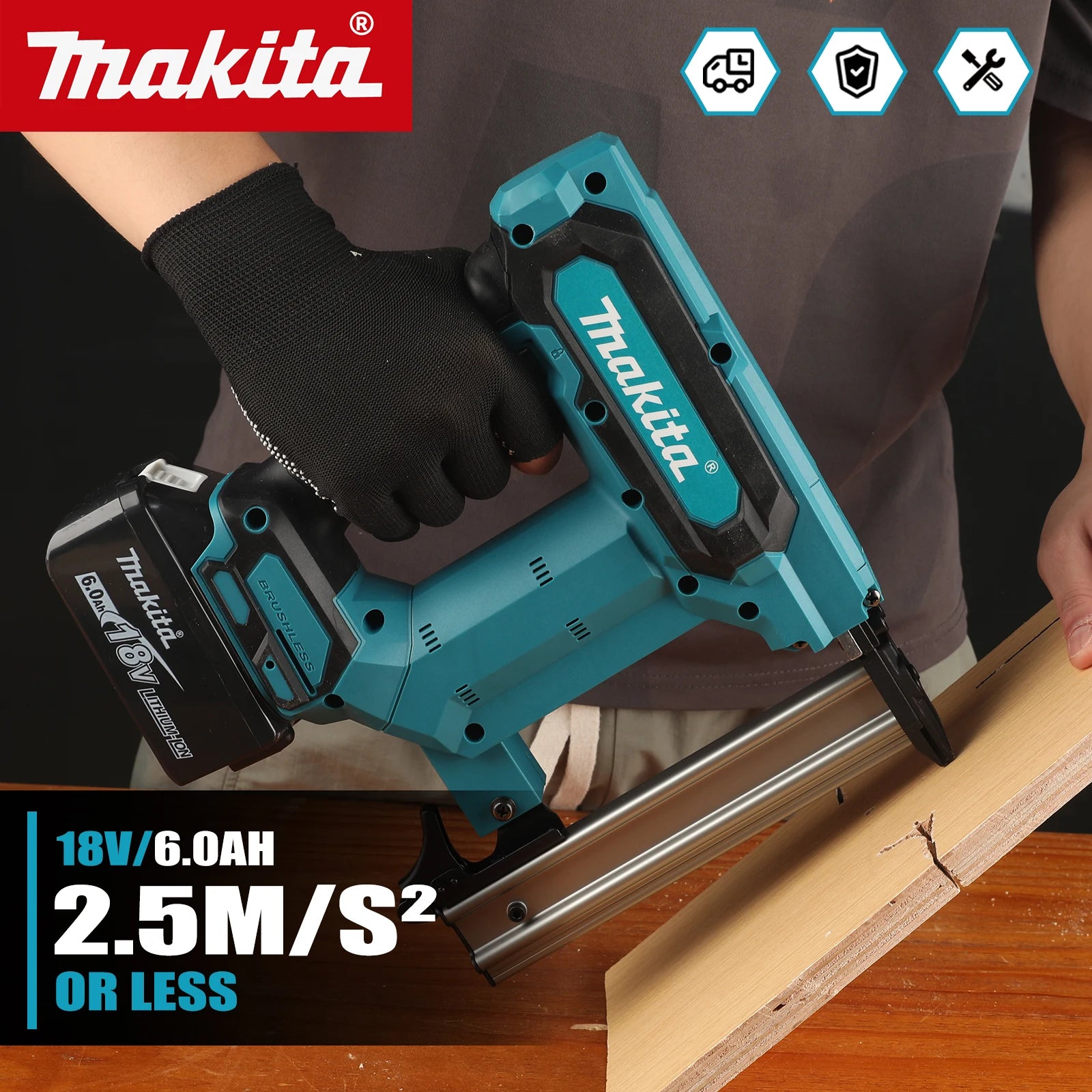 Makita's New Nail Gun F30, Brushless Power Tool, Ergonomic Grip, Electric Pneumatic Gun, Woodworking Tool (without Battery)