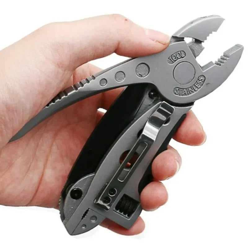 All-in-One Multitool Kit with Pliers, Pocket Knife, Adjustable Wrench & Spanner for Outdoor Camping Survival Repair Tools
