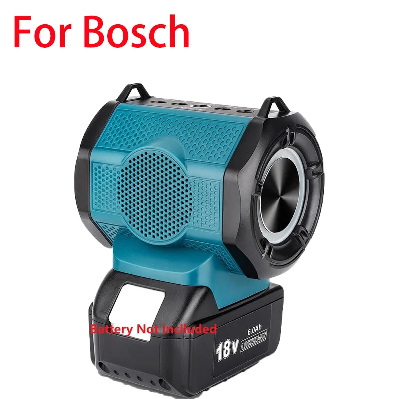 Portable Bluetooth Stereo for Bosch 18V Batteries Rechargeable Compact Speaker with USB Port for Home and Parties（No Battery)