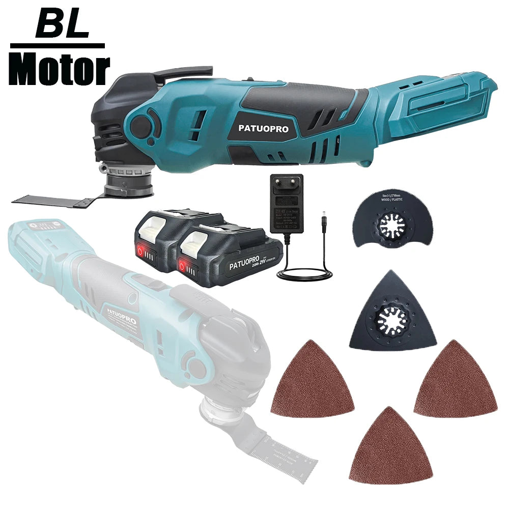 PATUOPRO 5-Speed Cordless Brushless Oscillating Multi Tools Portable Cutting Grinding Trimming Power Tool For Makita 18V Battery