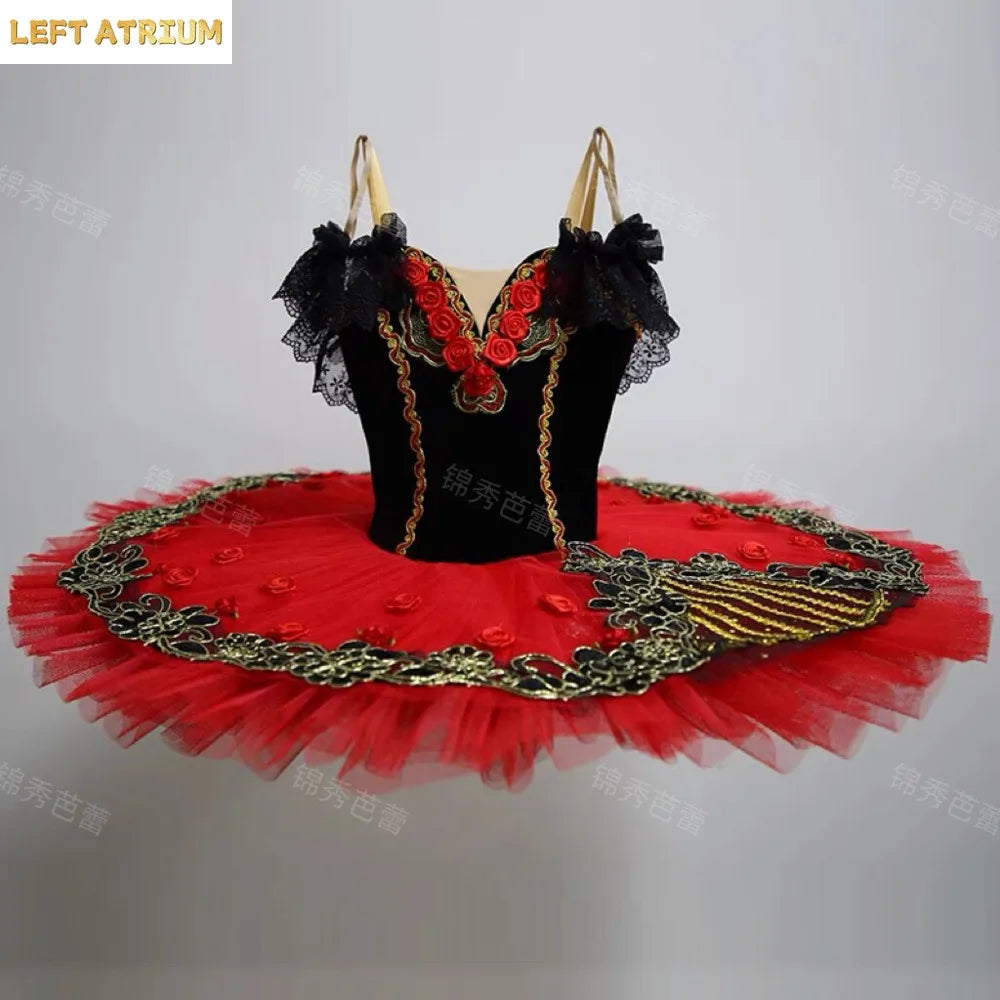 Black Red Professional Tutu La Esmeralda Performance Ballet Tutu Platter Pancake Tutu Dress Girls Kids Adult woman Ballerina