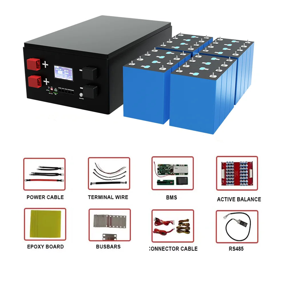 EU STOCK DIY 48V LiFePO4 Battery case JK 16S 200A Smart BMS 51,2V DIY Kits 280ah BT LCD 2A Active Balancer Case Assemble Box