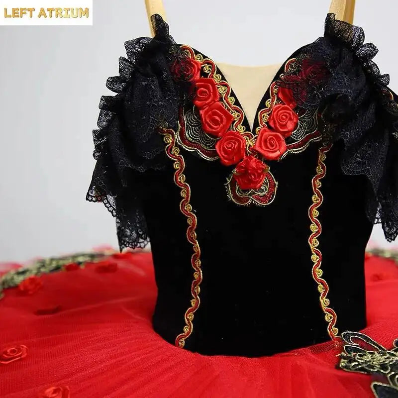 Black Red Professional Tutu La Esmeralda Performance Ballet Tutu Platter Pancake Tutu Dress Girls Kids Adult woman Ballerina