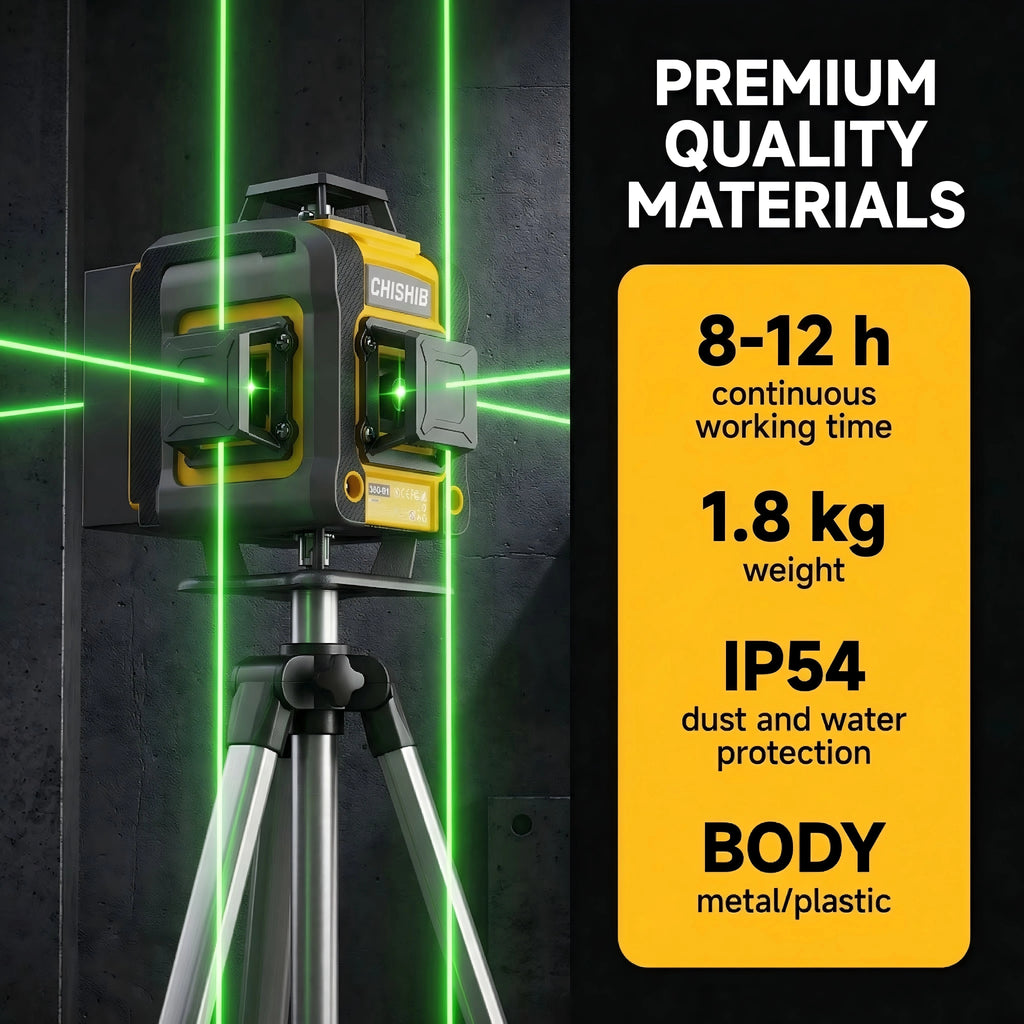 4D 16 Lines Professional Laser Level with Tripod Suitcase Horizontal Vertical Green Light 360Self-leveling Nivel Laser NO battey