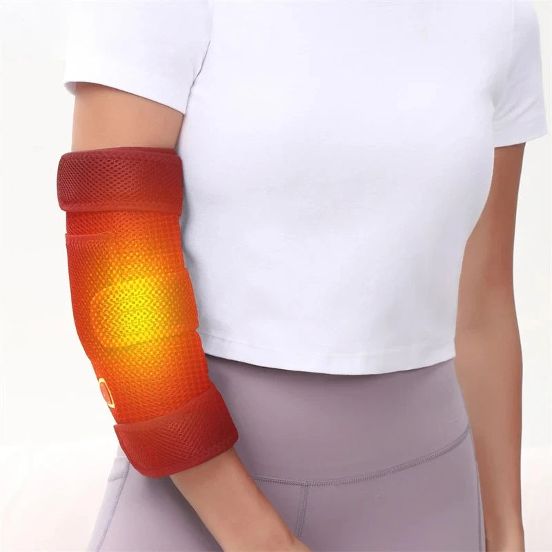 Heating Elbow Massager with Heat Vibration For Recovery Relief Muscle Pain Sports Injuries Joint Warmth Adjustable Brace