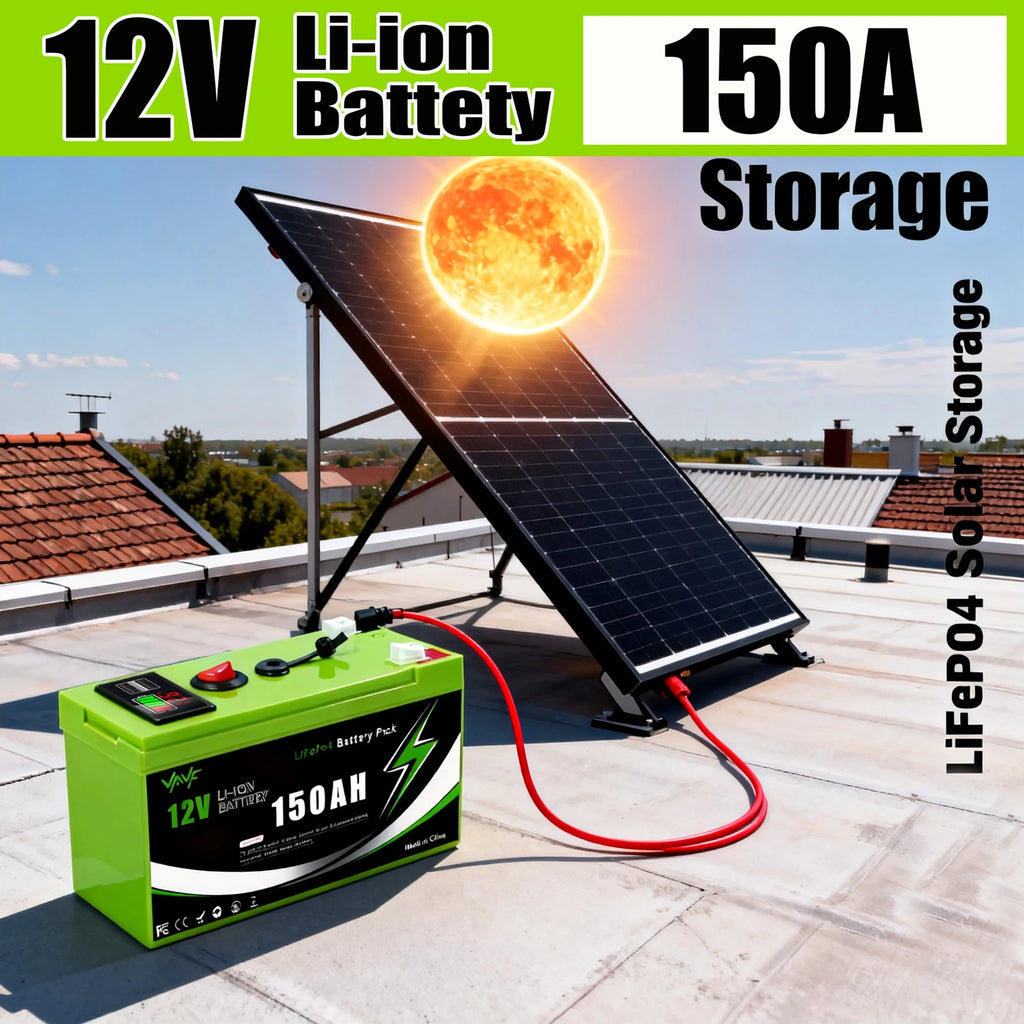 12V LiFePO4 150Ah Lithium Battery 4000+ Deep Cycles, for Power Wheels Toys, Scooter🍠Radio, UPS, Kayak Fish Finder, Solar Panel