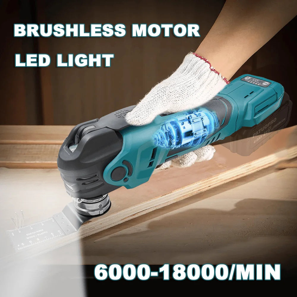 PATUOPRO 5-Speed Cordless Brushless Oscillating Multi Tools Portable Cutting Grinding Trimming Power Tool For Makita 18V Battery