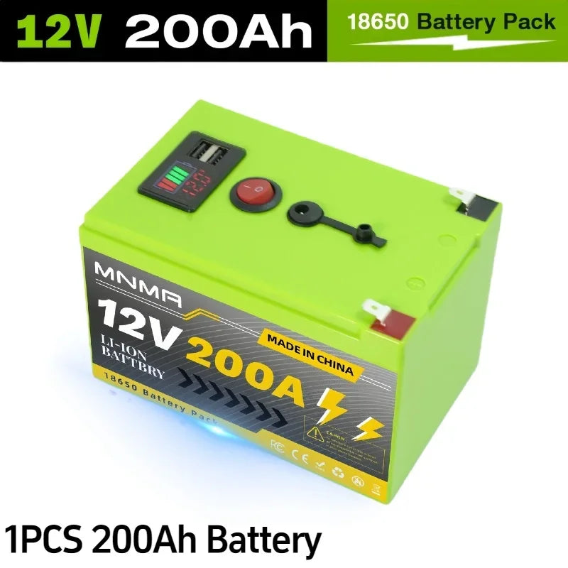 200000mAh 12V LiFePO4 Lithium Battery 4000+ Deep Cycles, for UPS, Kayak Fish Finder, Solar Panel, Power Wheels Toys, Scooter