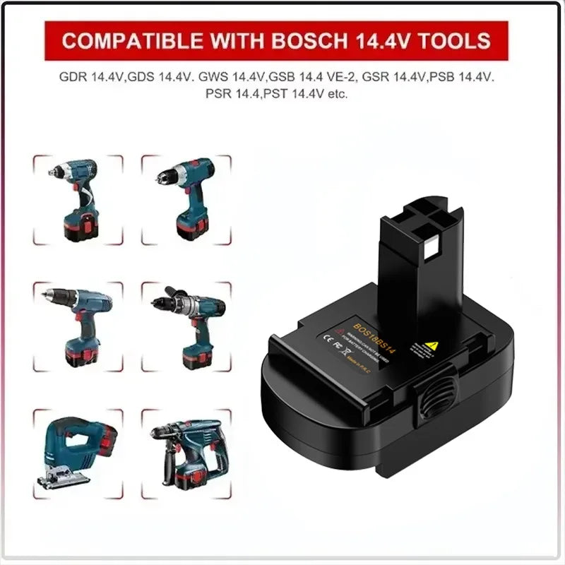 BOS18BS14 Battery Adapter for Bosch 14.4V Tools for Bosch 18V Lithium Batteries To for Bosch 14.4V Lithium Battery Power Tools