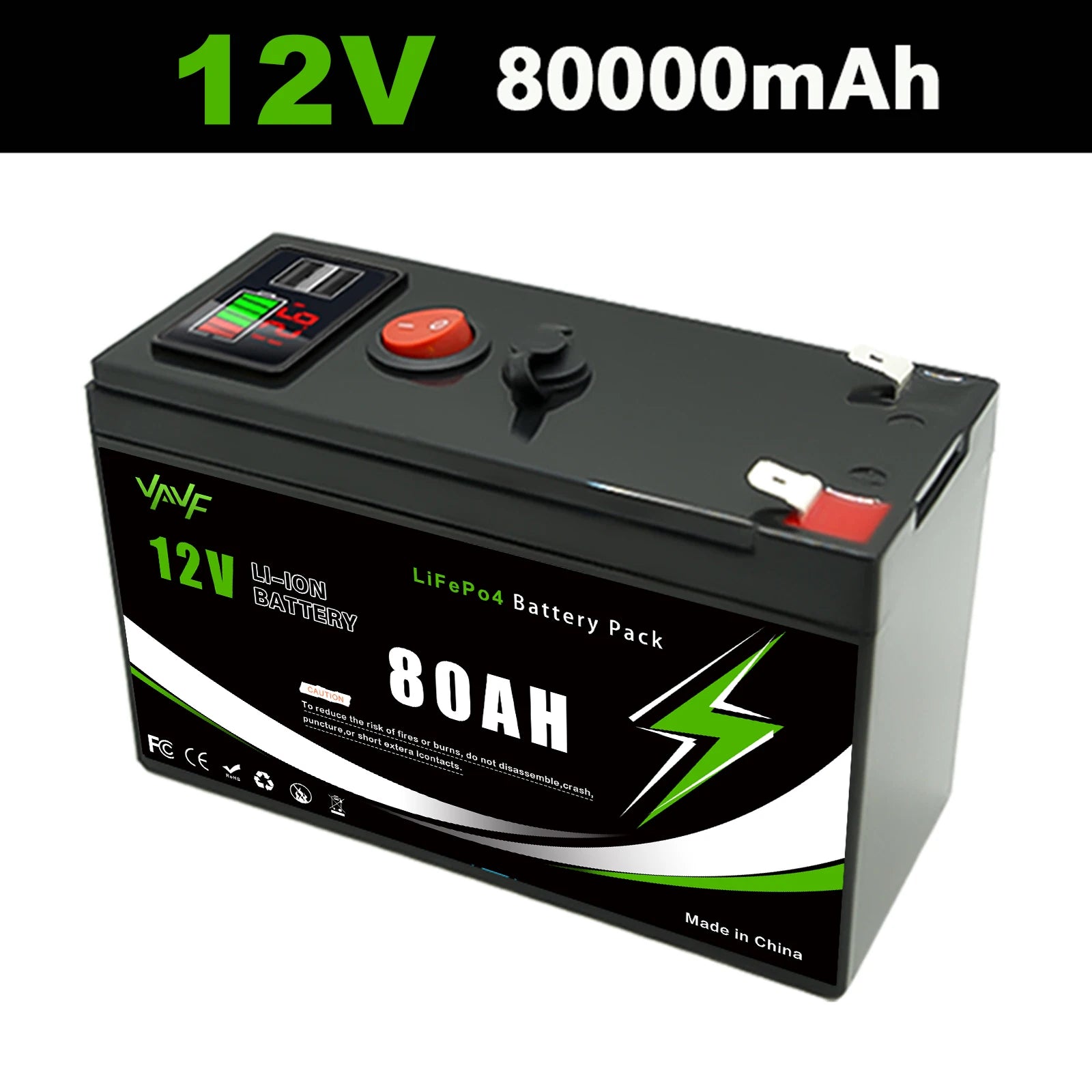 12V LiFePO4 150Ah Lithium Battery 4000+ Deep Cycles, for Power Wheels Toys, Scooter🍠Radio, UPS, Kayak Fish Finder, Solar Panel