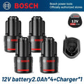 Original Bosch battery 12V battery, 2.0Ah BAT411 Lithium ion Rechargeable Battery BAT411A BAT412 BAT412A BAT413 Battery Charger