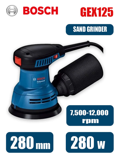 Bosch GEX125 280W Multifunctional Orbital Sander /Sand Grinder/ Sandpaper Machine for Woodworking and Automotive Wall Surfaces