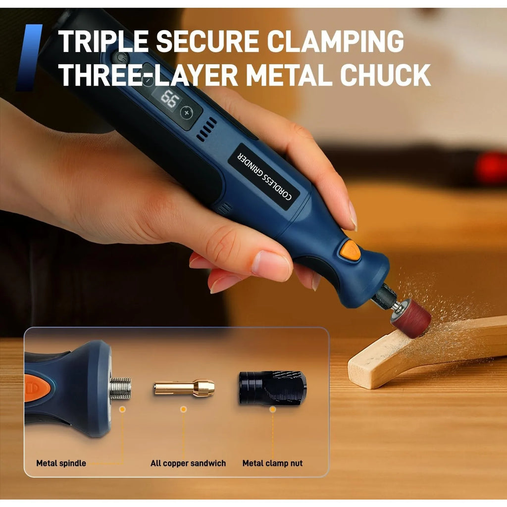 Cordless Rotary Tool Kit Mini, 7.4V 12-Speed Power USB Rechargeable, for DIY Crafts, Wood Carving, Polishing, Sanding, Drilling