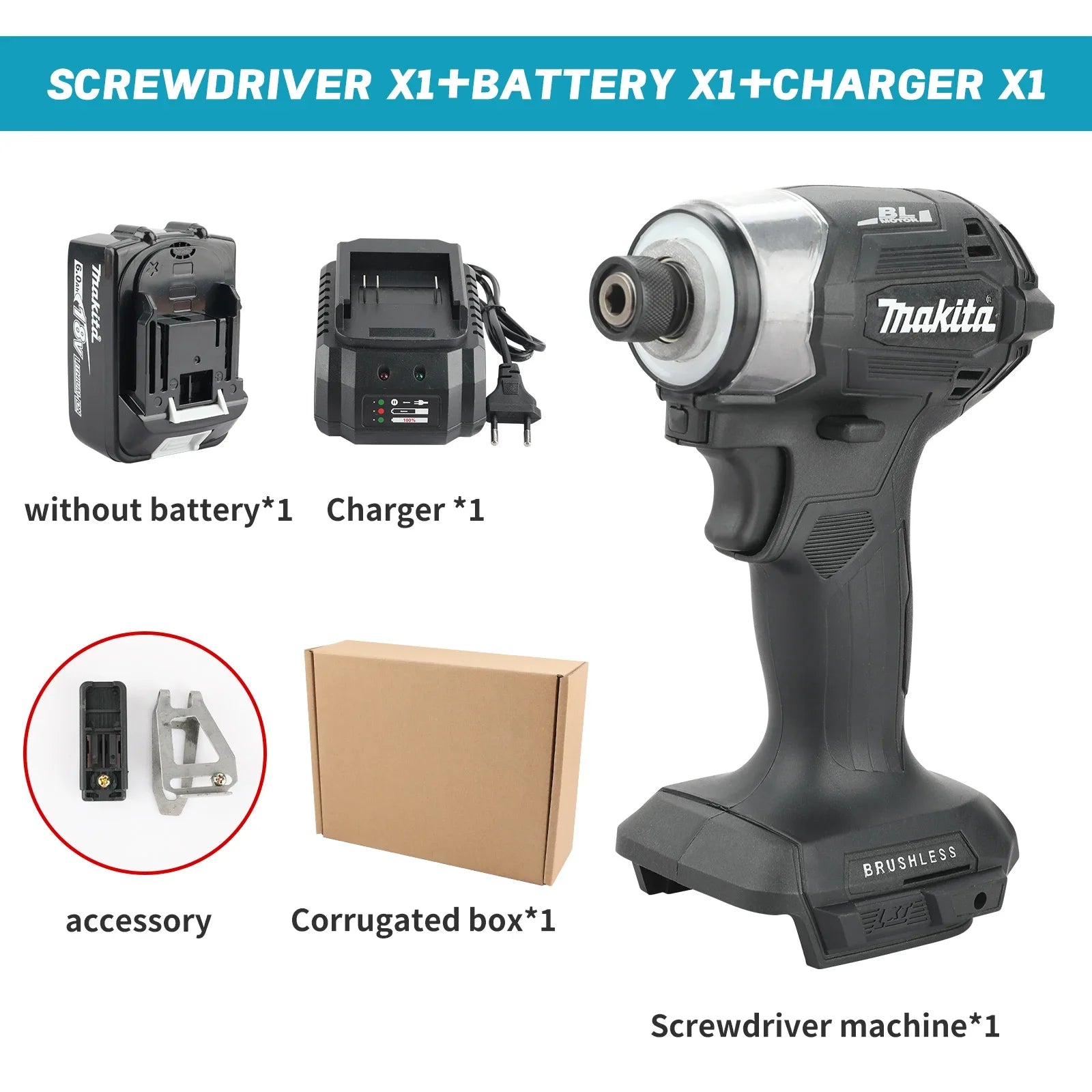 2025 Makita DTD173 Black 18v Brushless Lithium-ion Impact Driver Power Tool Multifunctional Tool, Drill Bit, Power Tool
