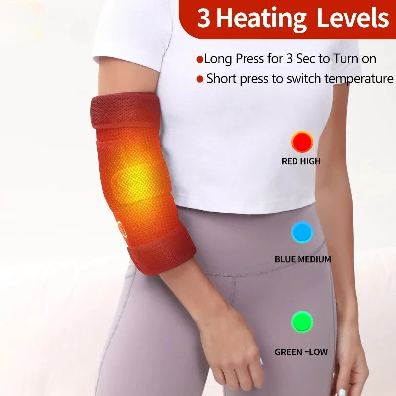 Heating Elbow Massager with Heat Vibration For Recovery Relief Muscle Pain Sports Injuries Joint Warmth Adjustable Brace