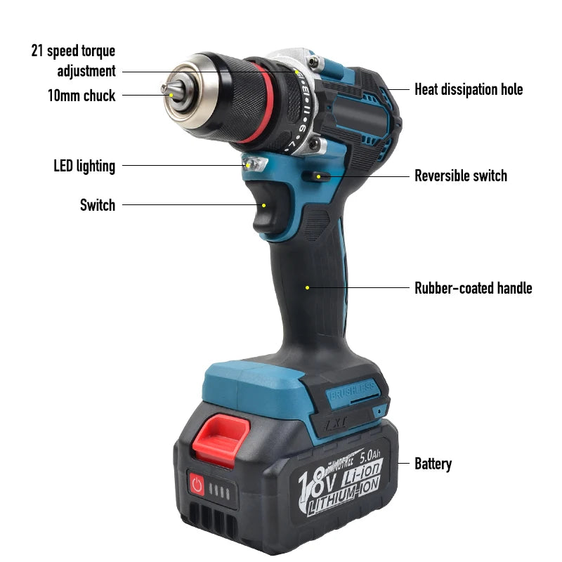 Taladro Percutor Inalámbrico Compacto 1/2 Pulgada 1700RPM