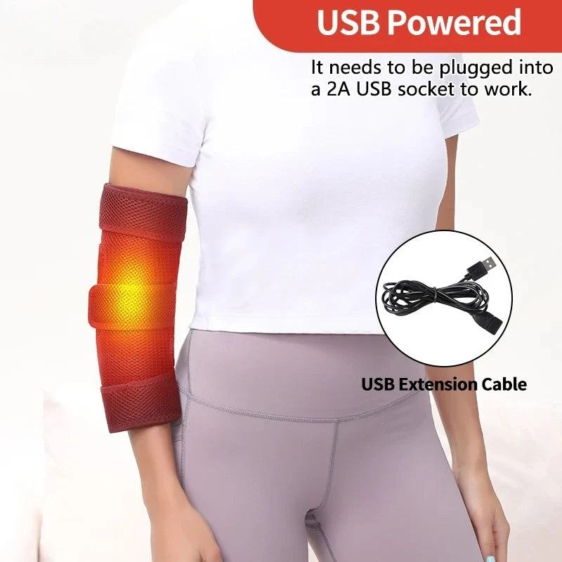 Heating Elbow Massager with Heat Vibration For Recovery Relief Muscle Pain Sports Injuries Joint Warmth Adjustable Brace