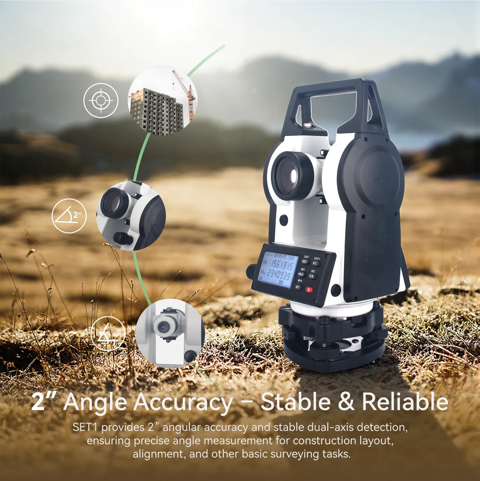 SET1 Electronic Theodolite Digital Readout Auto Leveling Ideal For Land Survey Construction Mining High Accuracy