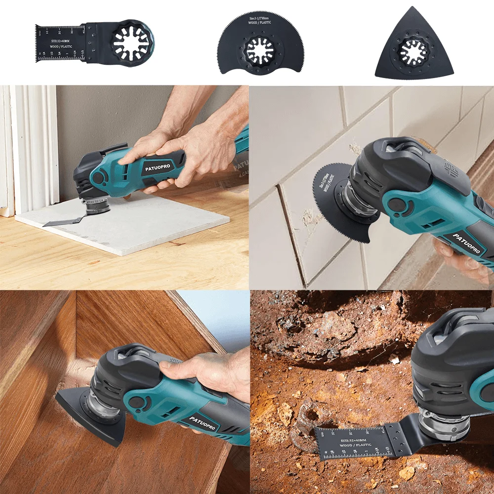 PATUOPRO 5-Speed Cordless Brushless Oscillating Multi Tools Portable Cutting Grinding Trimming Power Tool For Makita 18V Battery