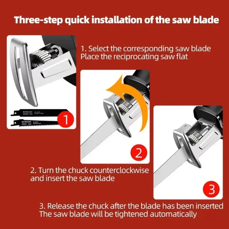 18V Battery Electric Cutting Saber Saw Wood Metal Pipe Cutting Power Tools Cordless Reciprocating Saw For Makita（No Battery）