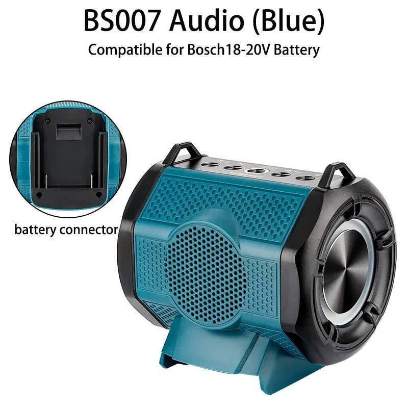 Portable Bluetooth Stereo for Bosch 18V Batteries Rechargeable Compact Speaker with USB Port for Home and Parties（No Battery)