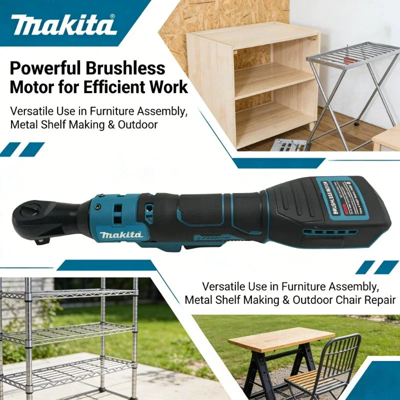 Makita 18V 10/13/15mm Brushless Ratchet  Wrench Cordless Driver Multifunction Variable Speed Power Wrench Power Tools（bare tool）